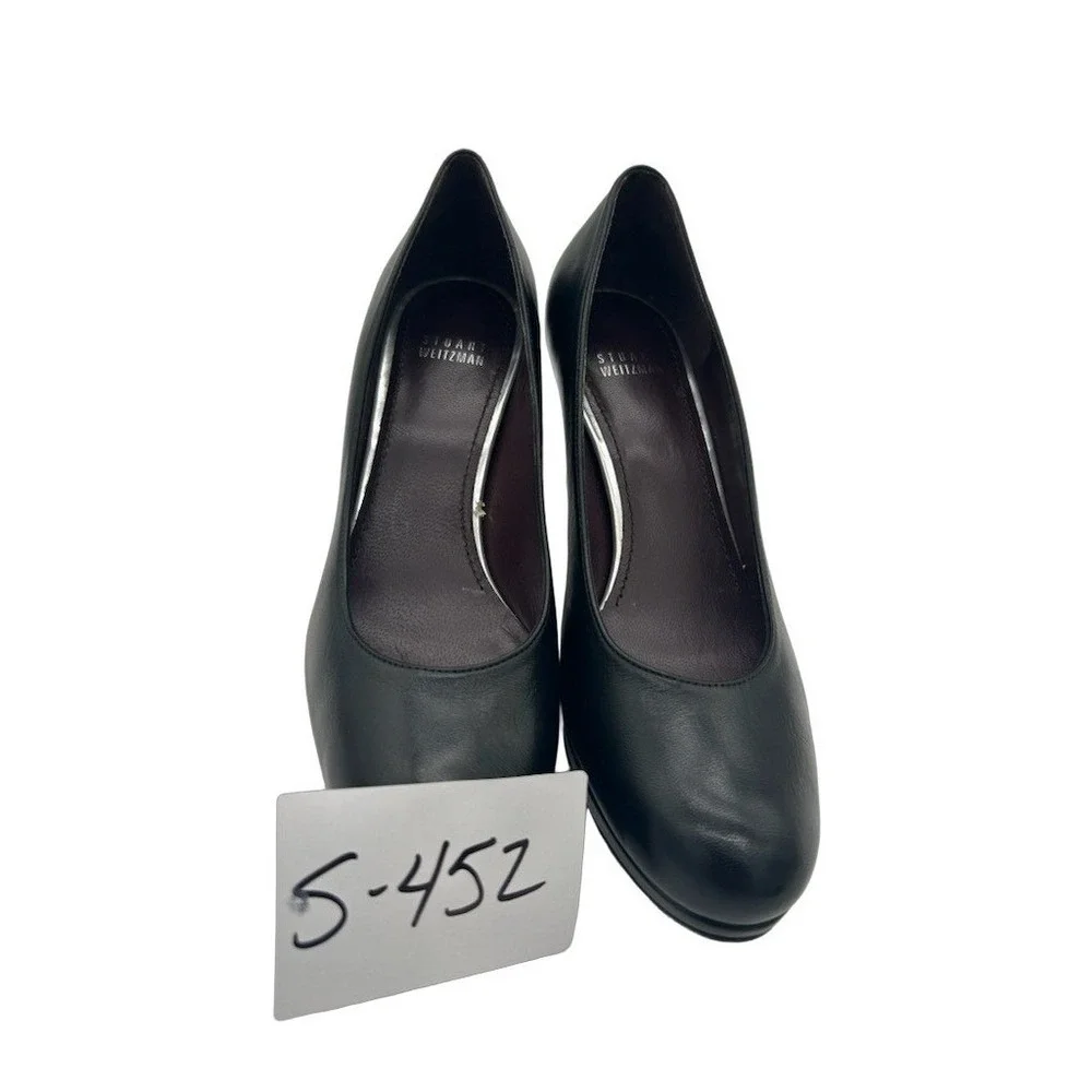 Stuart Weitzman Black Platform Pumps Women's Size 8.5 M Leather Round Toe Heels